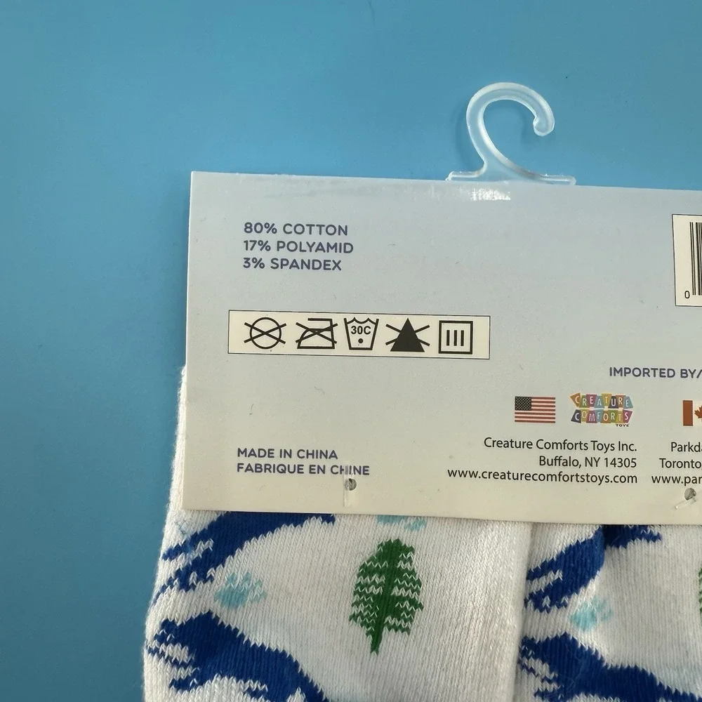 Lil Traveller Baby Socks Wolf Mountain River Print White 0–36 Months New